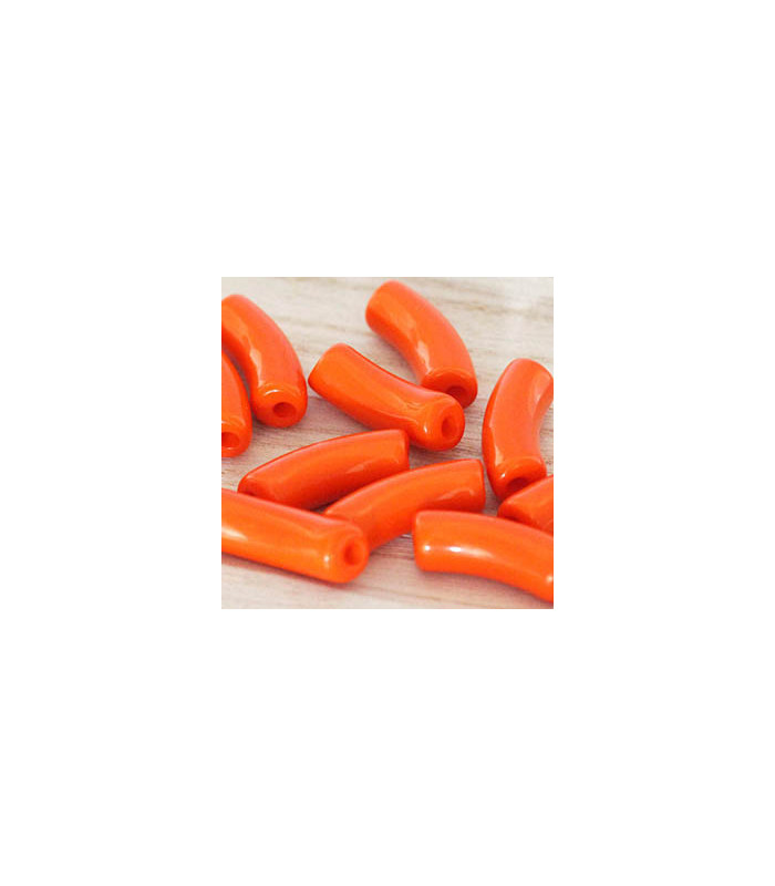 Perle Tube Incurvée en Acrylique 34,5x11mm - Orange Tangerine