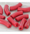 Perle Tube Incurvée en Acrylique 34,5x11mm - Rouge Cramoisi