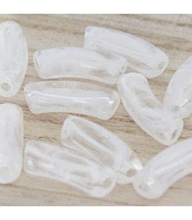 Perle tube incurvée en Acrylique 34,5x11mm - Blanc Transparent Marbré