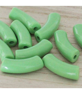 Perle Tube Incurvée en Acrylique 34,5x11mm - Vert Jade