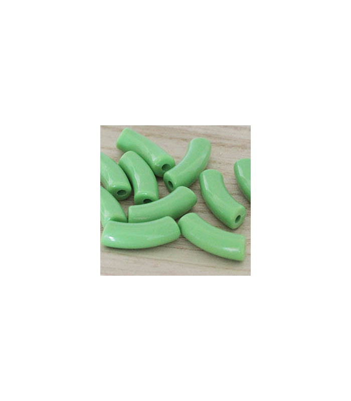 Perle Tube Incurvée en Acrylique 34,5x11mm - Vert Jade