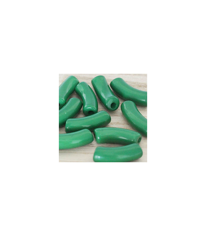 Perle Tube Incurvée en Acrylique 34,5x11mm - Vert Sinople