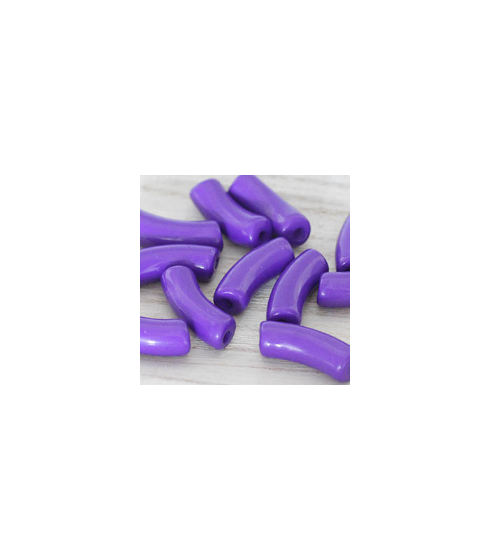 Perle Tube Incurvée en Acrylique 34,5x11mm - Violet