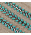 Chaîne Chevron en mailles Epis Emaillés - 20cm - Argenté foncé et Bleu turquoise