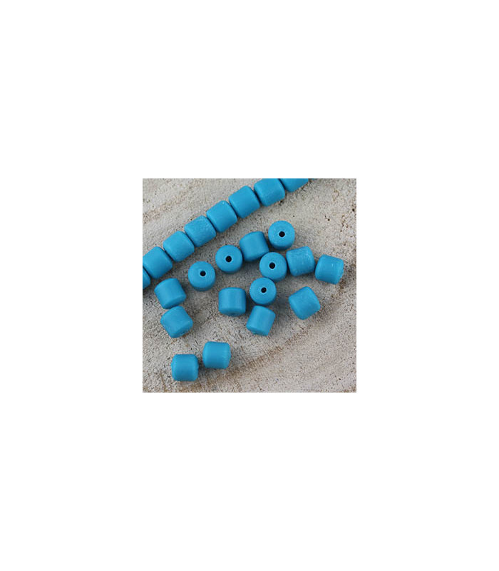 Perles Cylindres 6x6,2mm en pâte polymère style HEISHI - Au fil - Bleu Sarcelle
