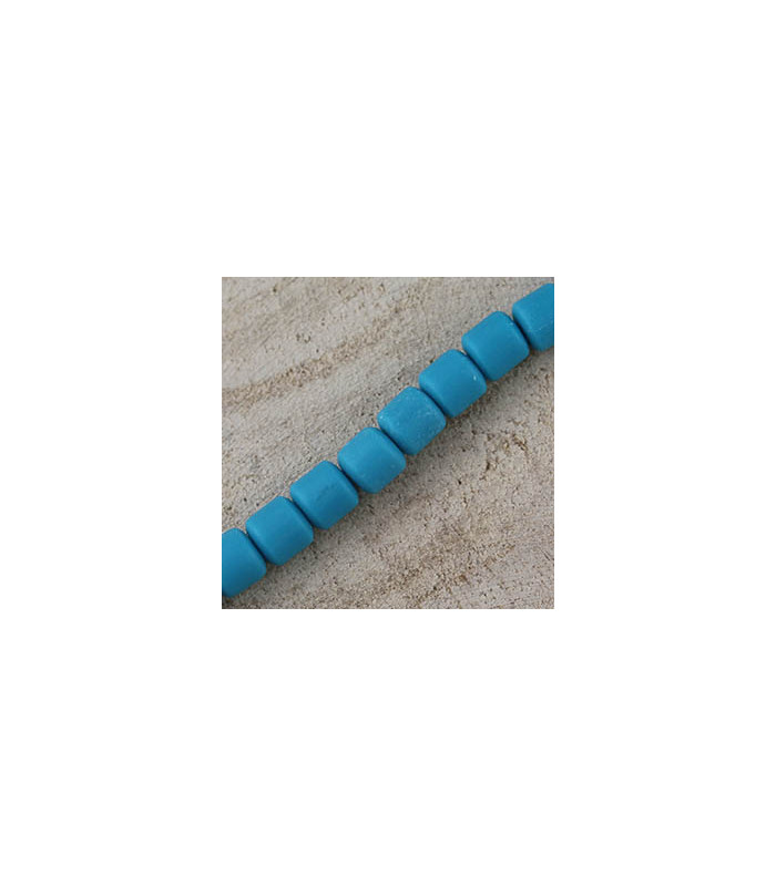 Perles Cylindres 6x6,2mm en pâte polymère style HEISHI - Au fil - Bleu Sarcelle