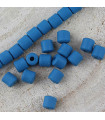 Perles Cylindres 6x6,2mm en pâte polymère style HEISHI - Au fil - Bleu Canard
