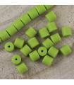 Perles Cylindres 6x6,2mm en pâte polymère style HEISHI - Au fil - Vert Prairie