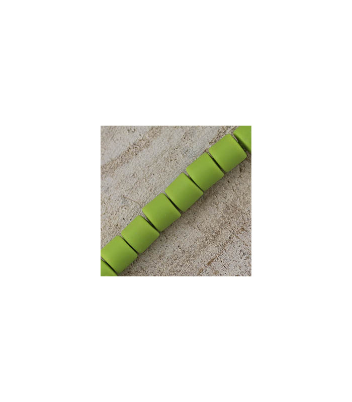 Perles Cylindres 6x6,2mm en pâte polymère style HEISHI - Au fil - Vert Prairie