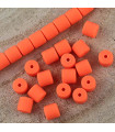 Perles Cylindres 6x6,2mm en pâte polymère style HEISHI - Au fil - Orange Fluo