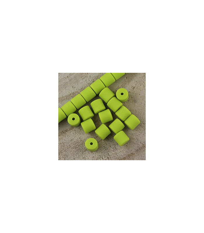 Perles Cylindres 6x6,2mm en pâte polymère style HEISHI - Au fil - Vert Pomme