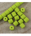 Perles Cylindres 6x6,2mm en pâte polymère style HEISHI - Au fil - Vert Pomme