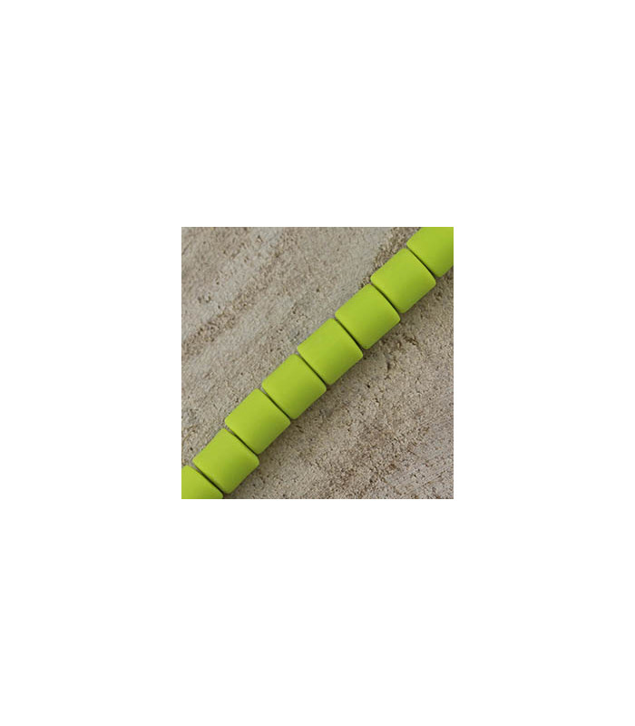 Perles Cylindres 6x6,2mm en pâte polymère style HEISHI - Au fil - Vert Pomme