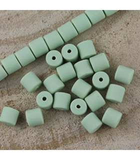 Perles Cylindres 6x6,2mm en pâte polymère style HEISHI - Au fil - Vert Lichen