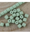 Perles Cylindres 6x6,2mm en pâte polymère style HEISHI - Au fil - Vert Lichen
