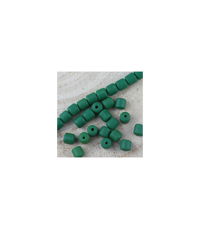 Perles Cylindres 6x6,2mm en pâte polymère style HEISHI - Au fil - Vert Sapin