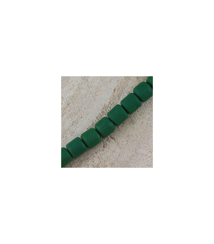 Perles Cylindres 6x6,2mm en pâte polymère style HEISHI - Au fil - Vert Sapin