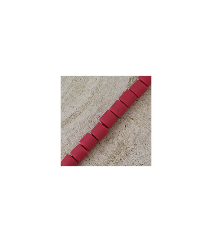 Perles Cylindres 6x6,2mm en pâte polymère style HEISHI - Au fil - Rouge Framboise