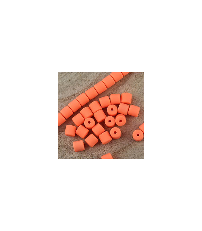 Perles Cylindres 6x6,2mm en pâte polymère style HEISHI - Au fil - Orange