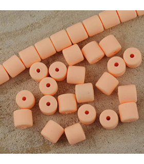 Perles Cylindres 6x6,2mm en pâte polymère style HEISHI - Au fil - Orange Pêche