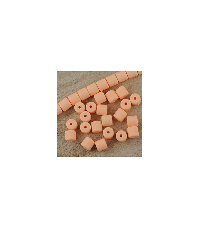 Perles Cylindres 6x6,2mm en pâte polymère style HEISHI - Au fil - Orange Pêche