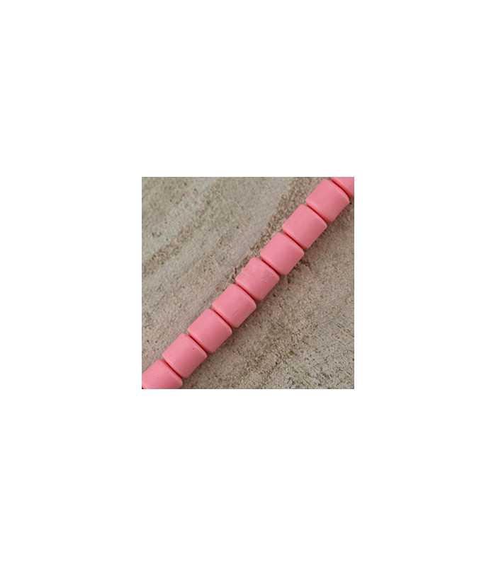 Perles Cylindres 6x6,2mm en pâte polymère style HEISHI - Au fil - Rose Saumon
