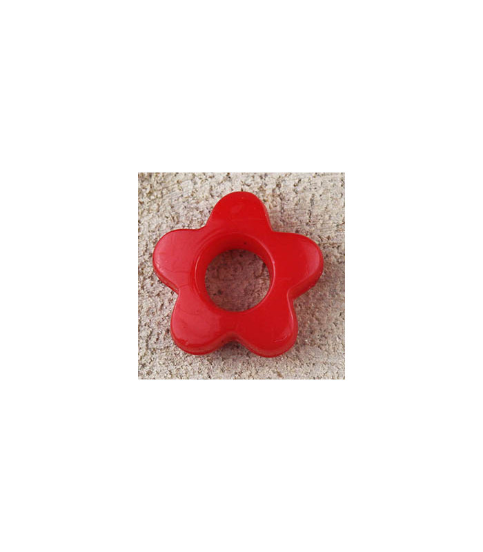Perle Fleur Evidée non percée en Acrylique 13x3mm - Rouge Opaque Brillant