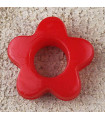 Perle Fleur Evidée non percée en Acrylique 13x3mm - Rouge Opaque Brillant