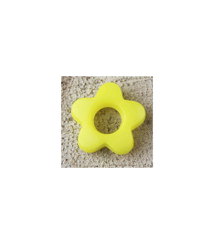 Perle Fleur Evidée non percée en Acrylique 13x3mm - Jaune Mimosa Opaque Brillant