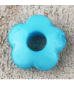 Perle Fleur Evidée non percée en Acrylique 13x4mm - Bombée Bleu Turquoise Opaque Brillant
