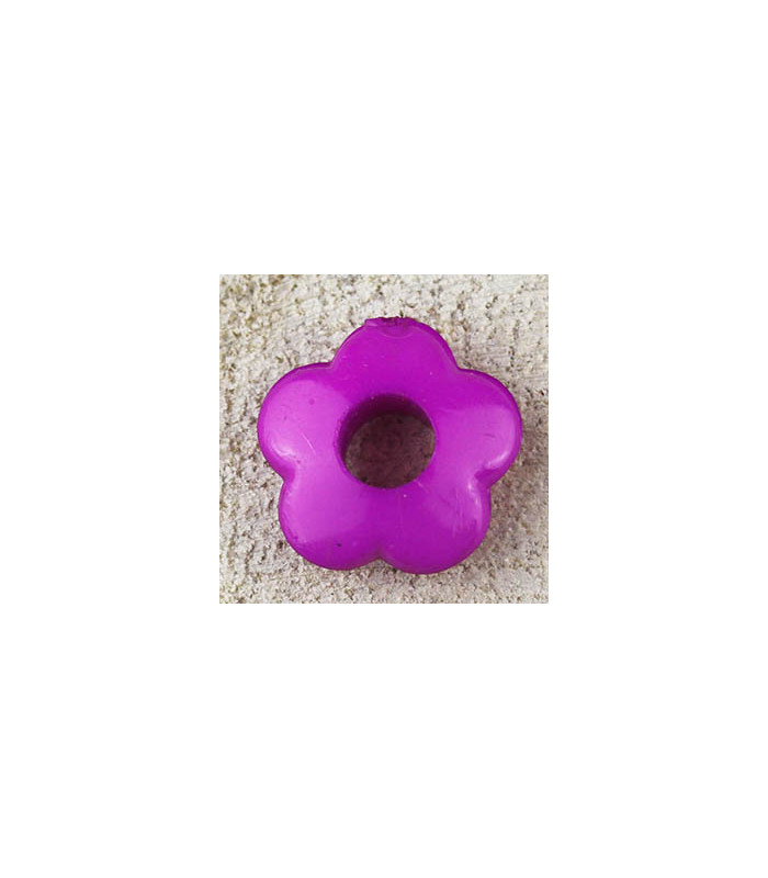 Perle Fleur Evidée non percée en Acrylique 13x4mm - Bombée Violet Opaque Brillant