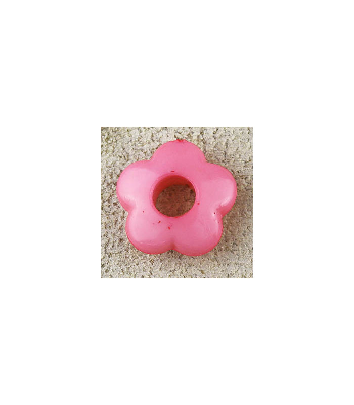 Perle Fleur Evidée non percée en Acrylique 13x4mm - Bombée Rose Opaque Brillant