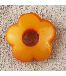 Perle Fleur Evidée non percée en Acrylique 13x4mm - Bombée Orange Opaque Brillant