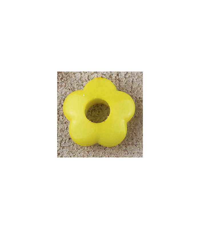 Perle Fleur Evidée non percée en Acrylique 13x4mm - Bombée Jaune Mimosa Opaque Brillant
