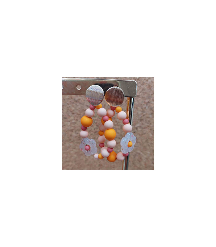 boucles d'oreilles personnalisées avec perles fleurs en acrylique