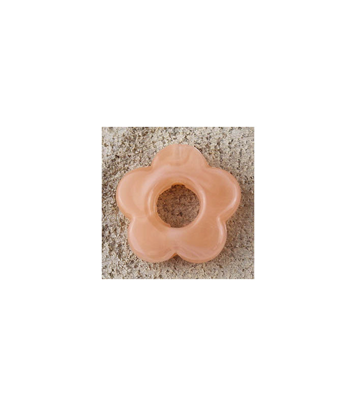 Perle Fleur évidée percée en Acrylique 14x3mm - Rose Saumon Marbré