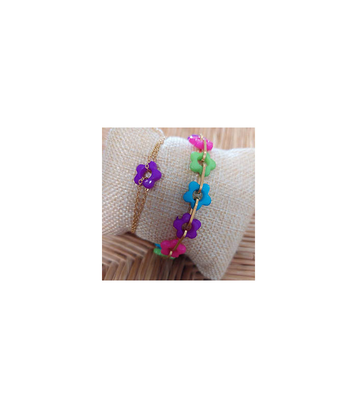 bracelets personnalisés avec perle fleur en acrylique