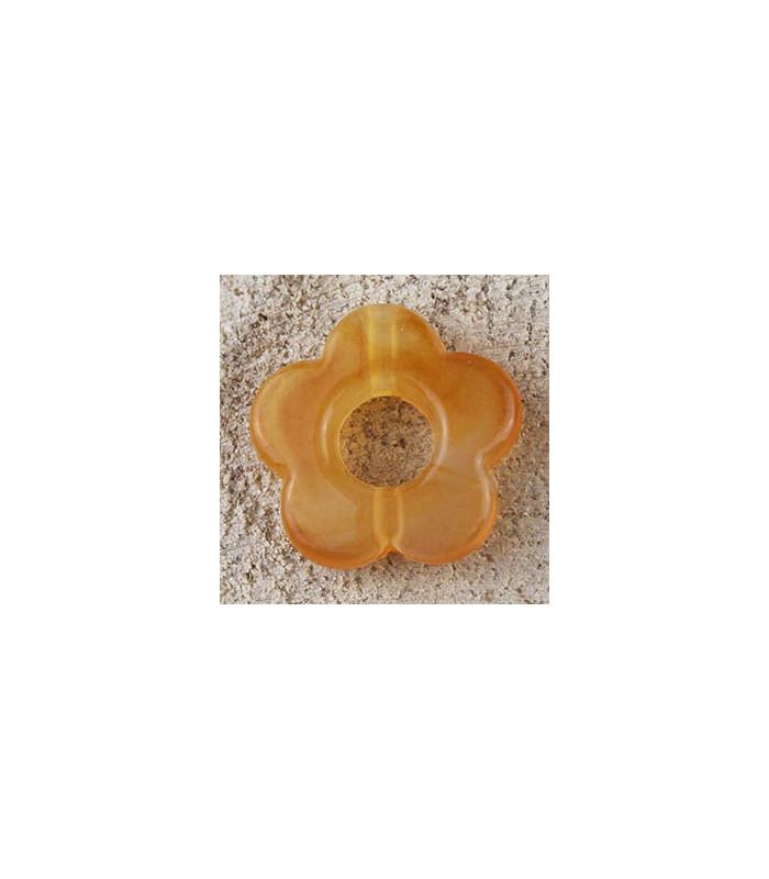 Perle Fleur évidée percée en Acrylique 14x3mm - Jaune Ocre Marbré