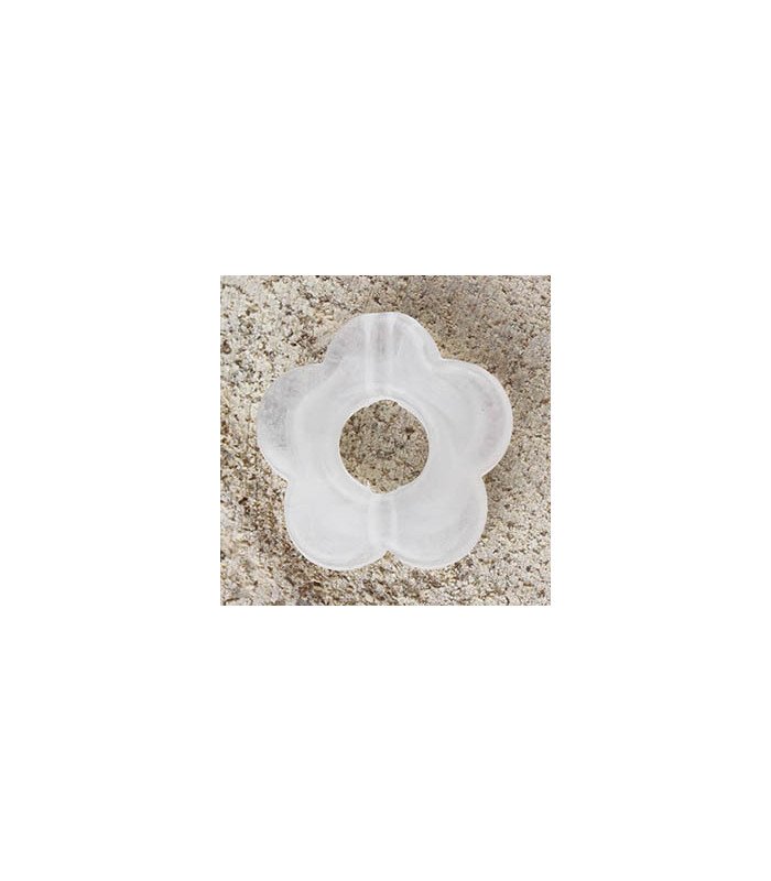 Perle Fleur évidée percée en Acrylique 14x3mm - Blanc Marbré