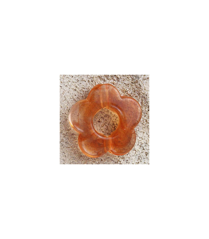 Perle Fleur évidée percée en Acrylique 14x3mm - Cuivre Transparent Marbré