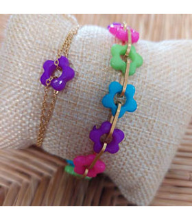 bracelets personnalisés avec perle fleur évidée en acrylique
