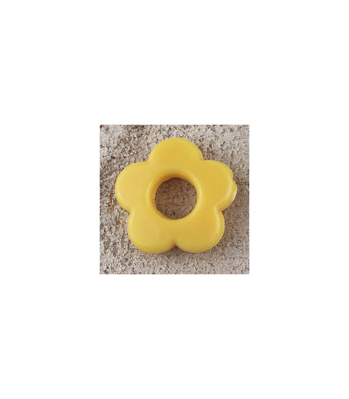 Perle Fleur Evidée percée en Acrylique 14x3mm - Jaune Aurore Opaque