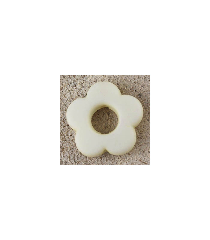 Perle Fleur Evidée percée en Acrylique 14x3mm - Beige mat Opaque