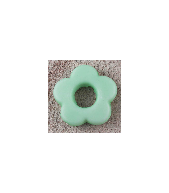 Perle Fleur Evidée percée en Acrylique 14x3mm - Vert d'eau mat Opaque