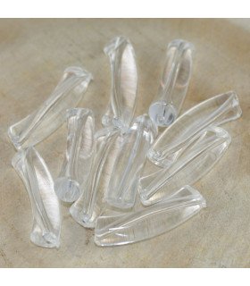Perle tube incurvée en Acrylique 33x8mm - Transparent Cristal
