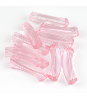 Perle tube incurvée en Acrylique 33x8mm - Rose Clair Transparent