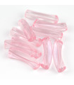 Perle tube incurvée en Acrylique 33x8mm - Rose Clair Transparent