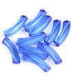 Perle tube incurvée en Acrylique 33x8mm - Bleu Foncé Transparent