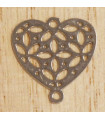 Breloque Laser Cut - Coeur fleur - 17x15mm - Argenté foncé