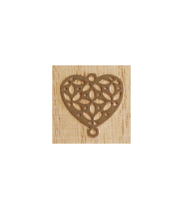 breloque laser cut coeur fleur rose doré